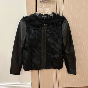 Hilton Hollis Black Faux Fur and Vegan Leather Jacket Size small